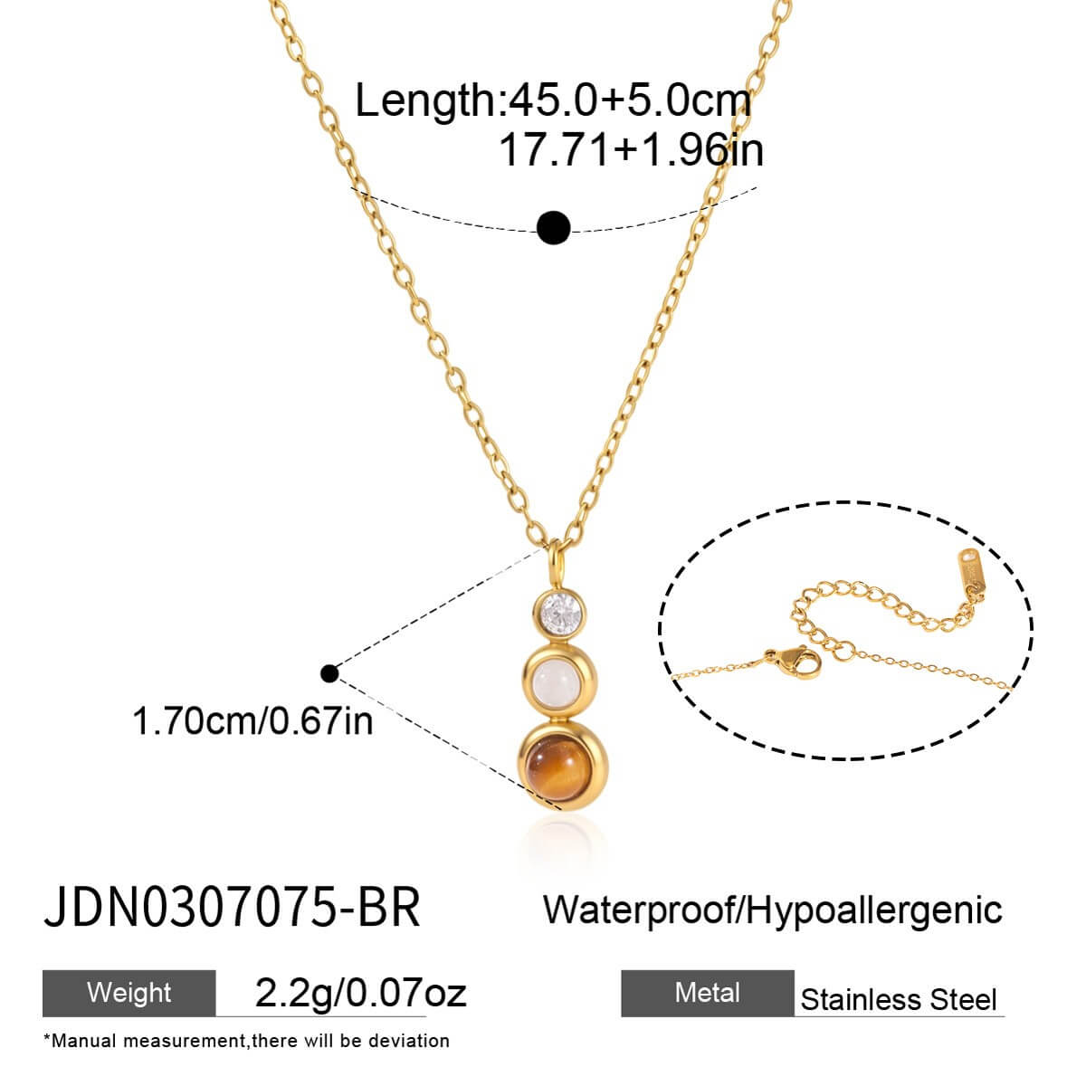 Natural Stone Stainless Steel Necklaces