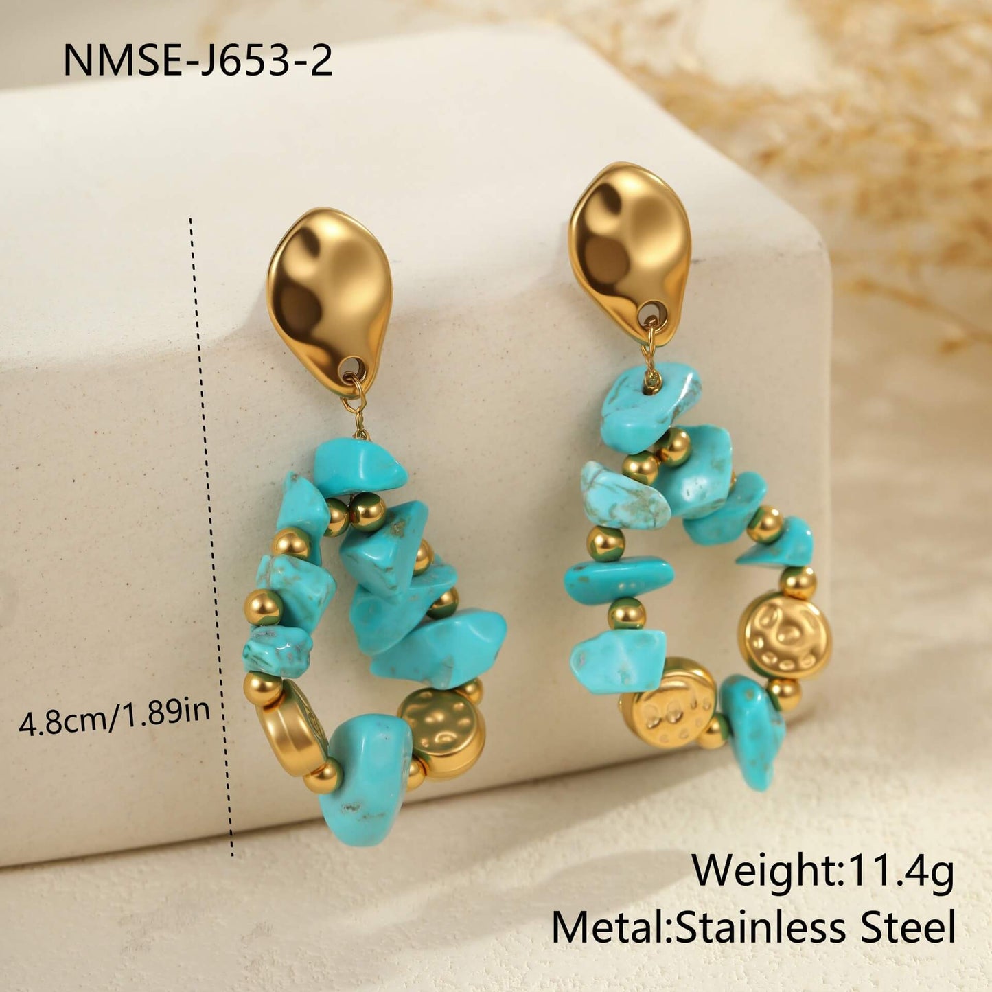 Gold Turquoise Dangle Earrings