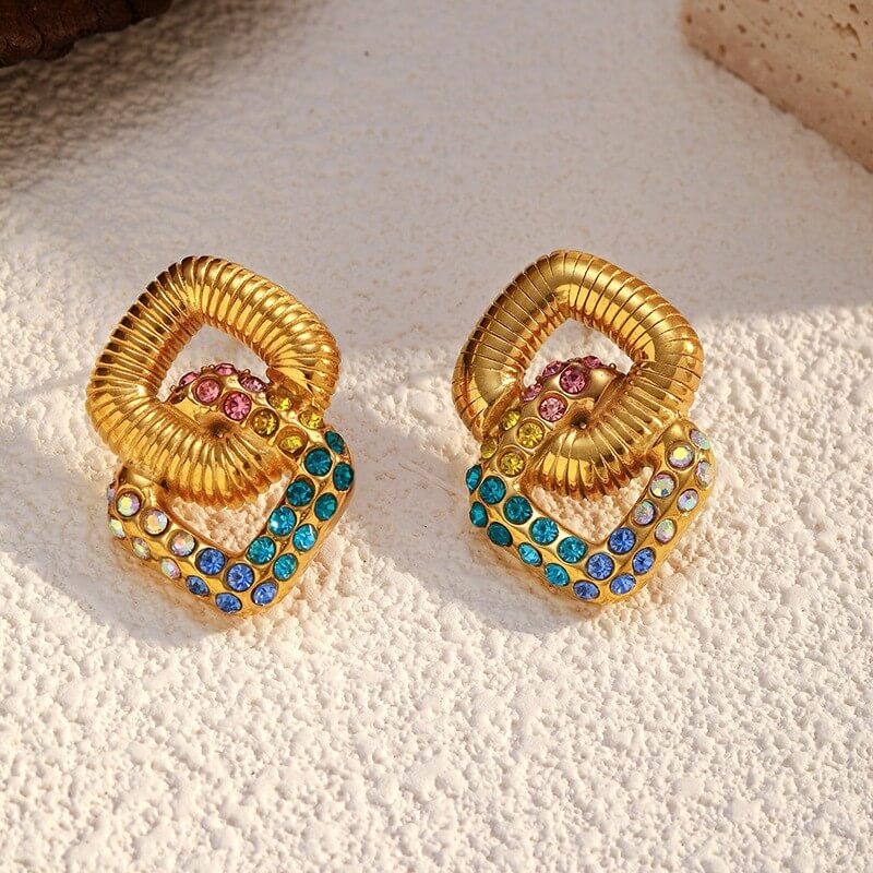 French Retro Chunky Gold Drop Earrings Collection