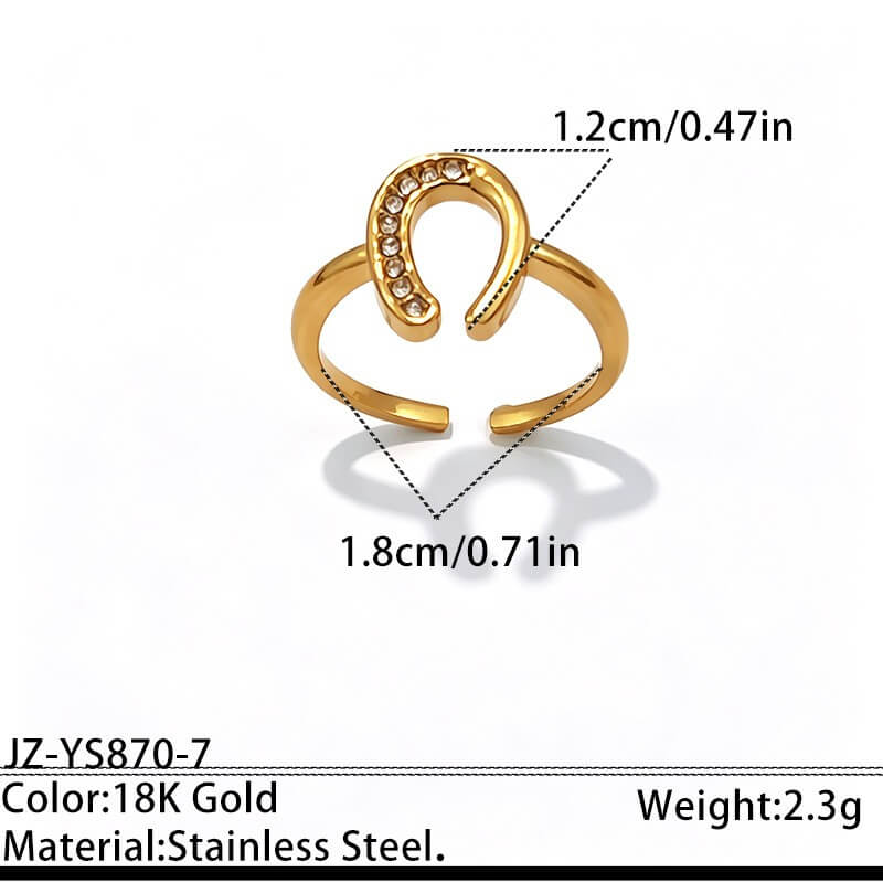 18K Gold CZ Pave Geometric Open Ring