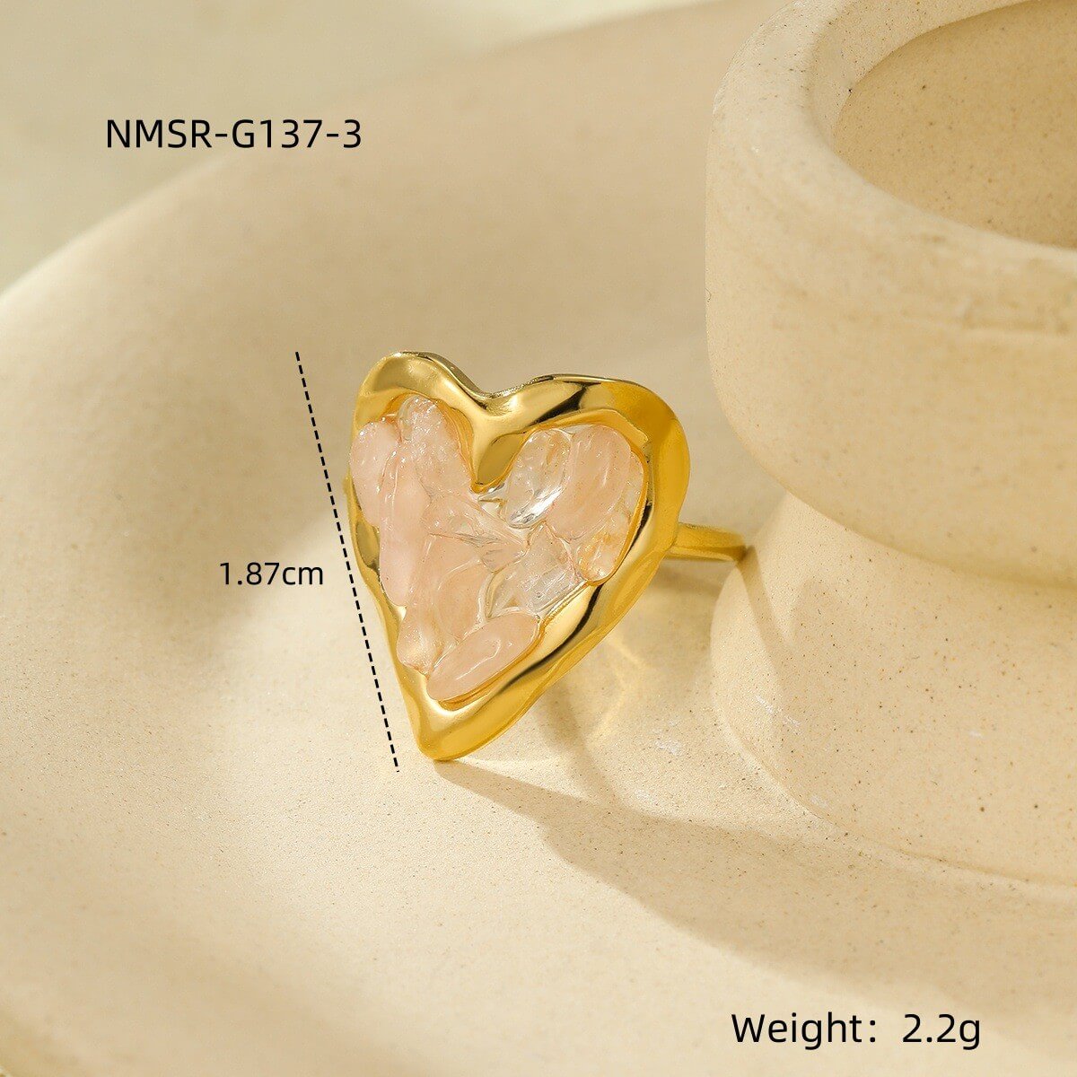 Heart Raw Gemstone Open Ring