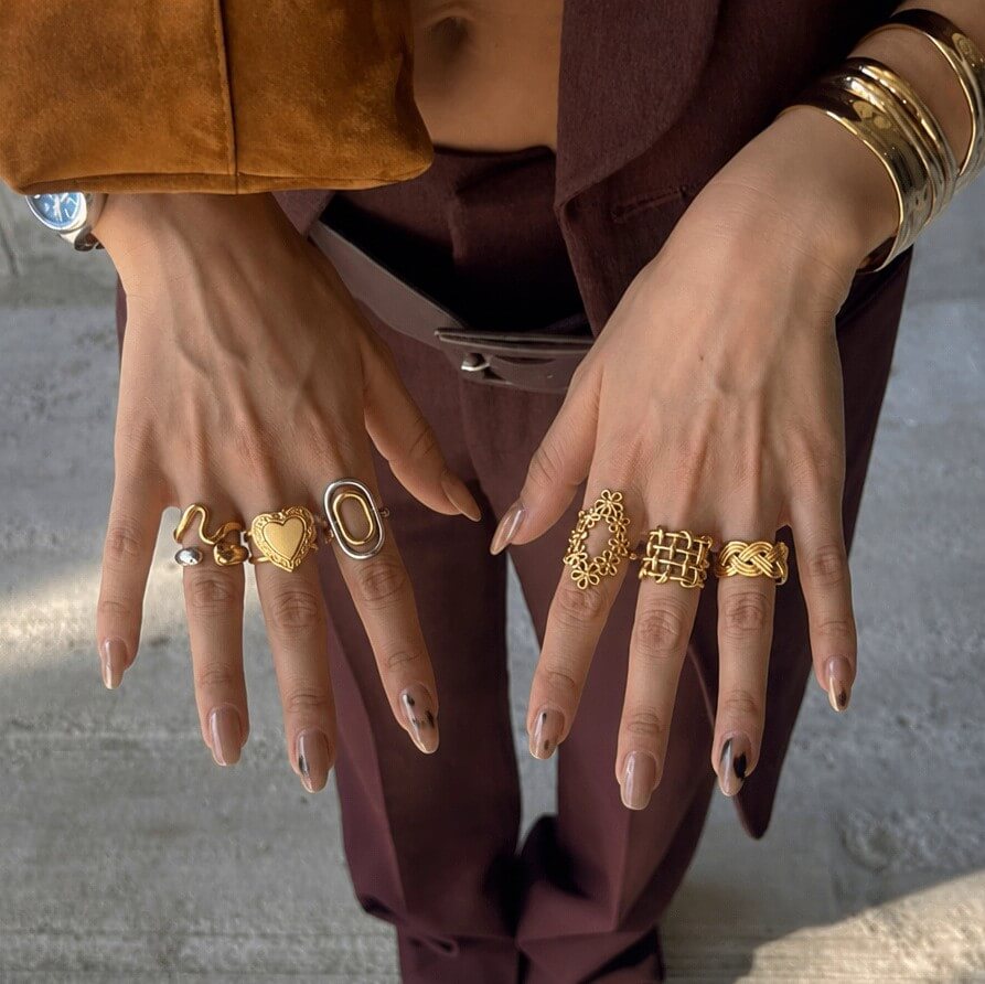 18K Gold Plated Stainless Steel Statement Rings