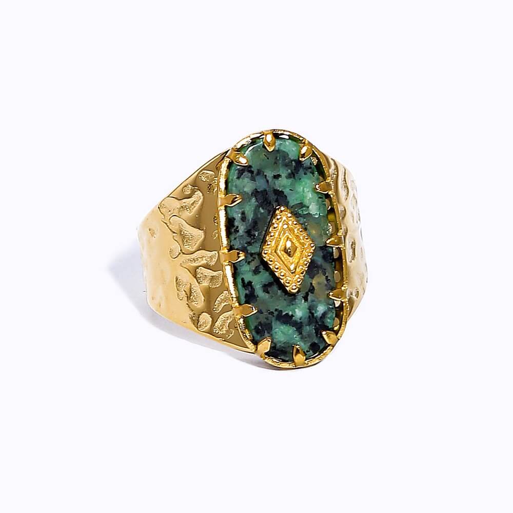 Vintage Natural Gemstone Statement Open Ring