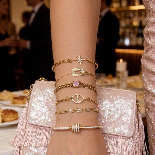 Dainty CZ Gold Charm Bracelet