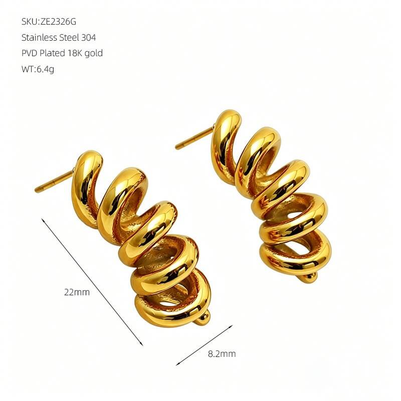 Waterproof Twisted Spiral Coil Drop Earrings