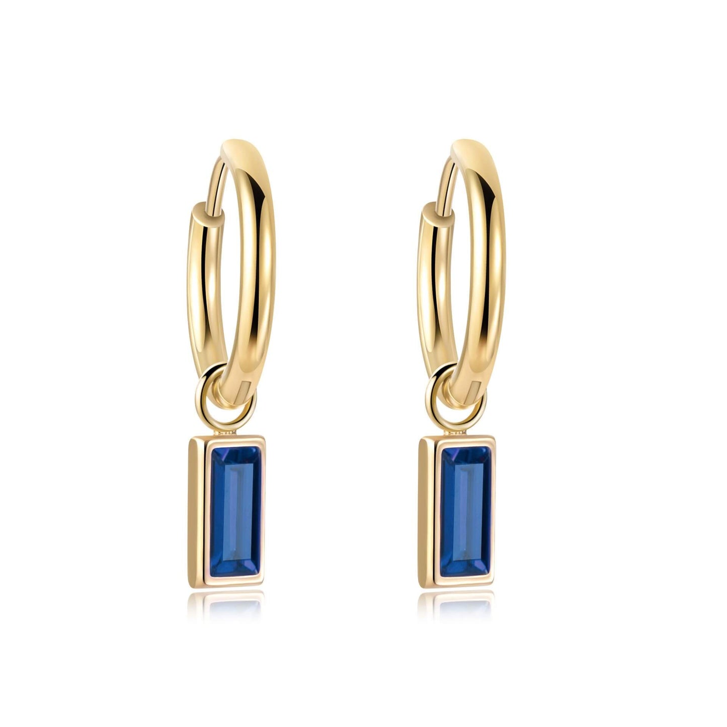 Rectangular Zircon Huggie Hoop Earrings