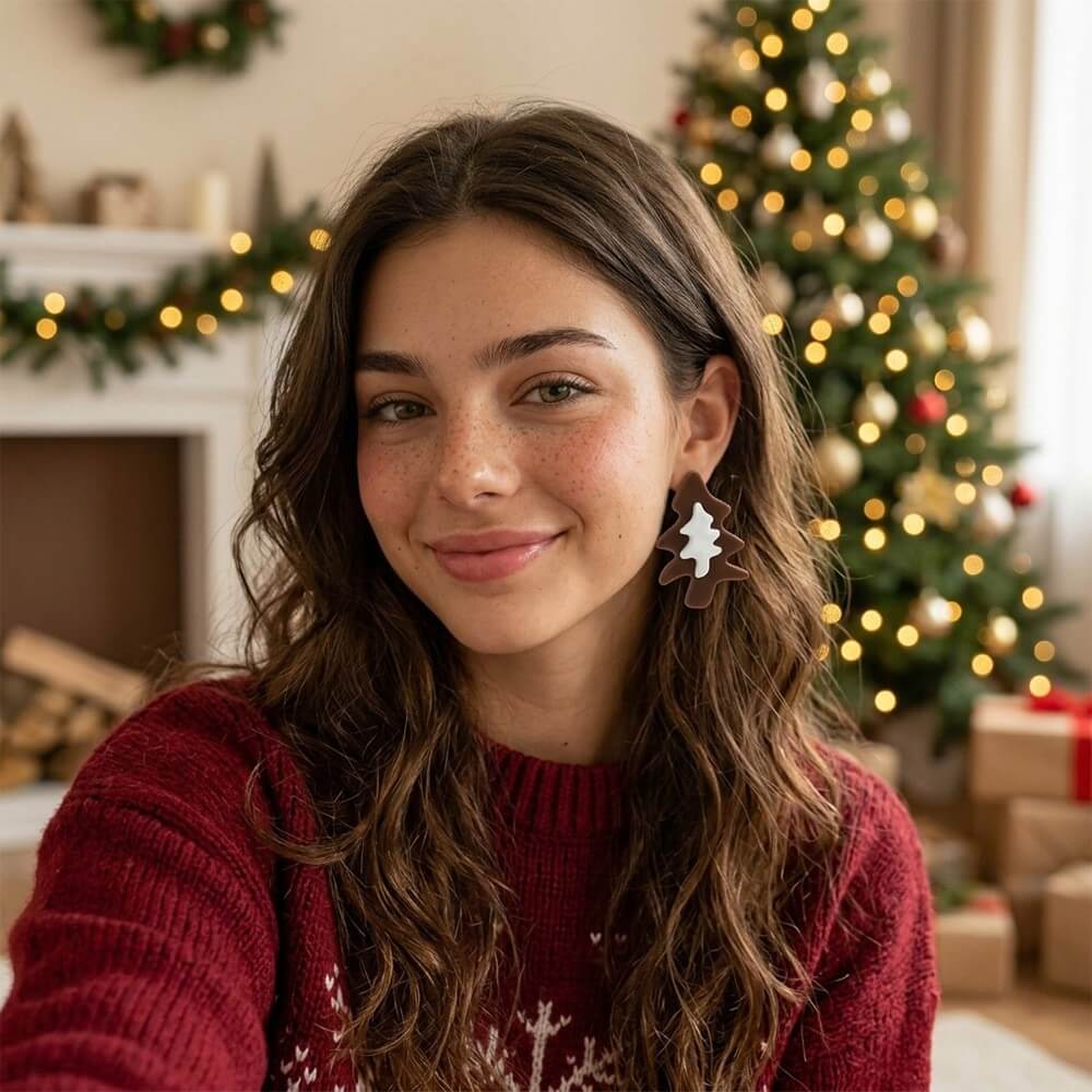 Festive Christmas Tree Resin Stud Earrings