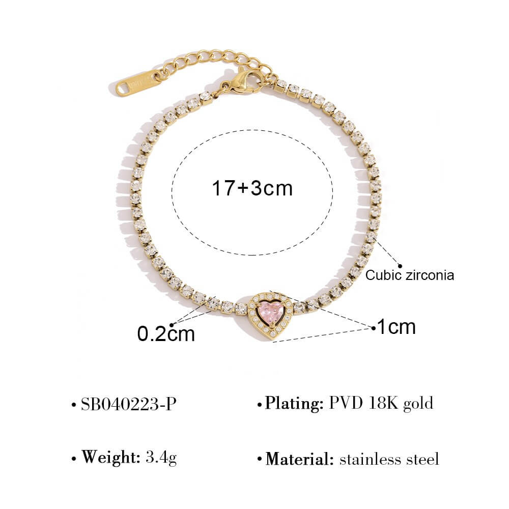 Stainless Steel Zircon Tennis Bracelet