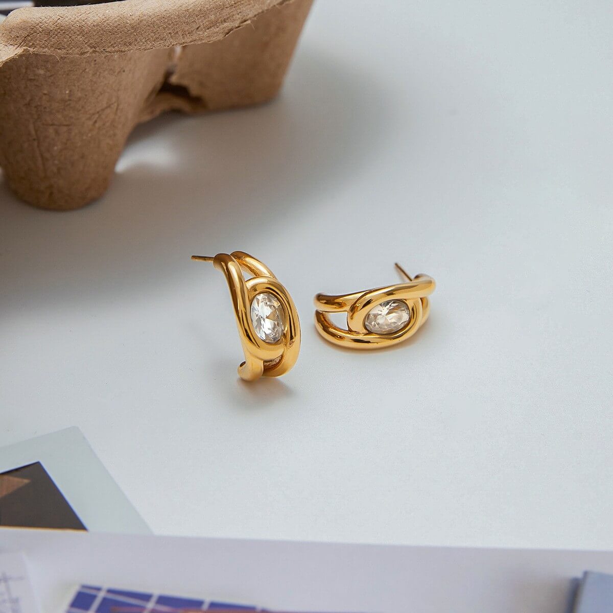 Modern Gold Zircon Huggie & Ear Cuff Collection
