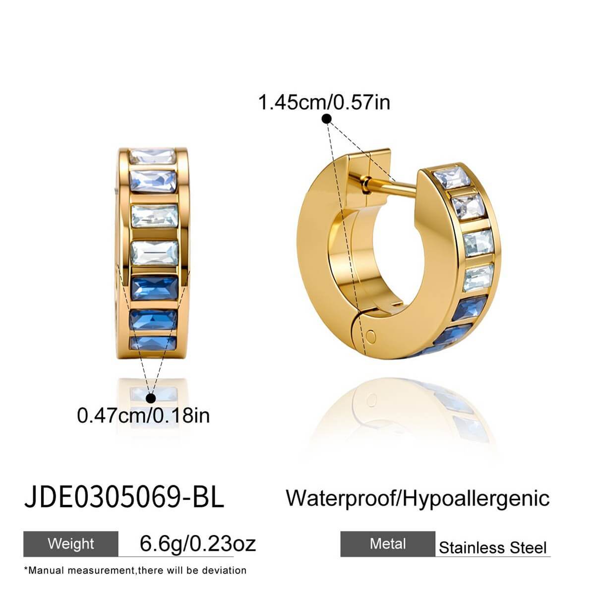 Baguette Crystal Chunky Huggie Earrings