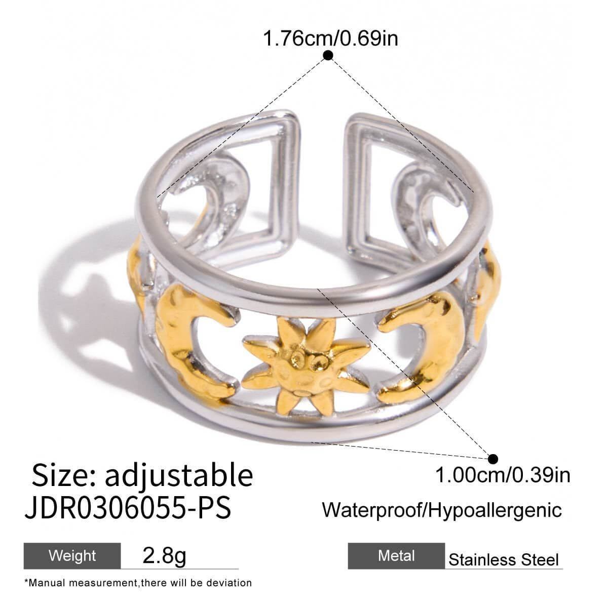 Waterproof Celestial Sun Moon Rings