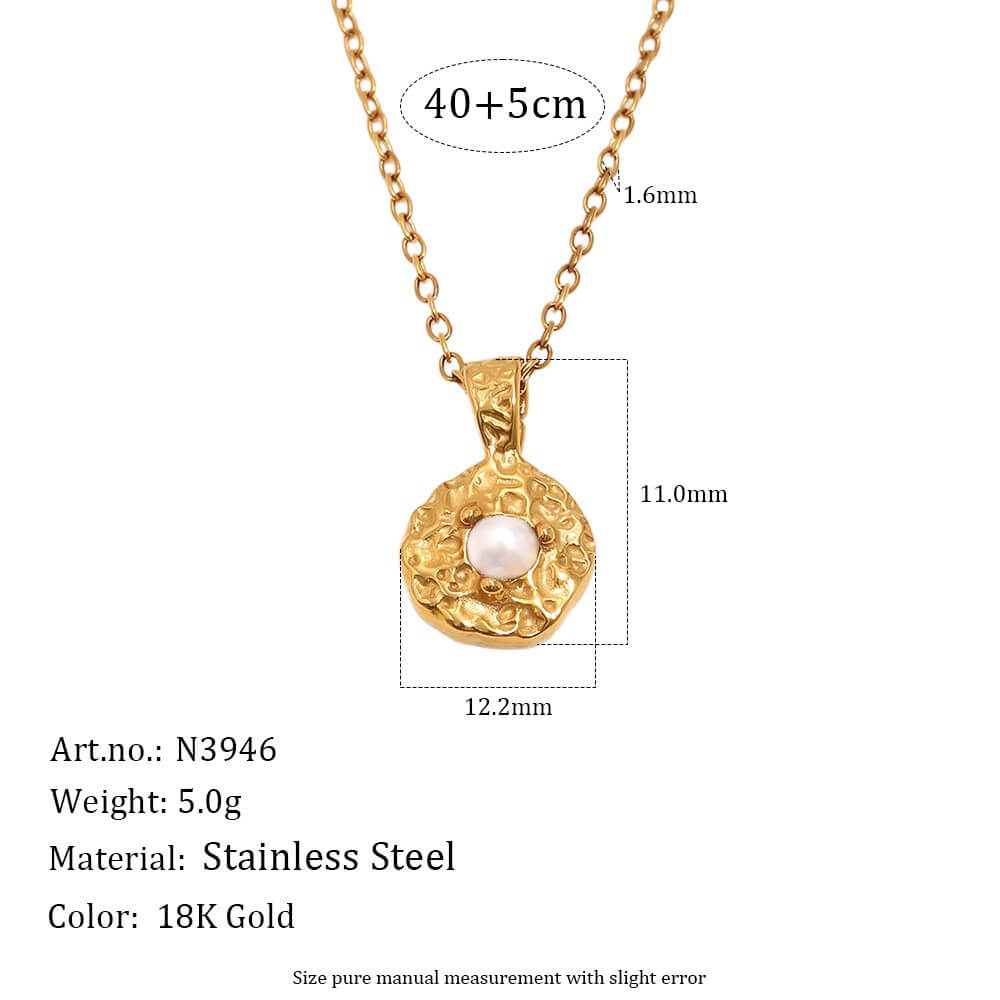 Hammered Birthstone Coin Pendant Necklace
