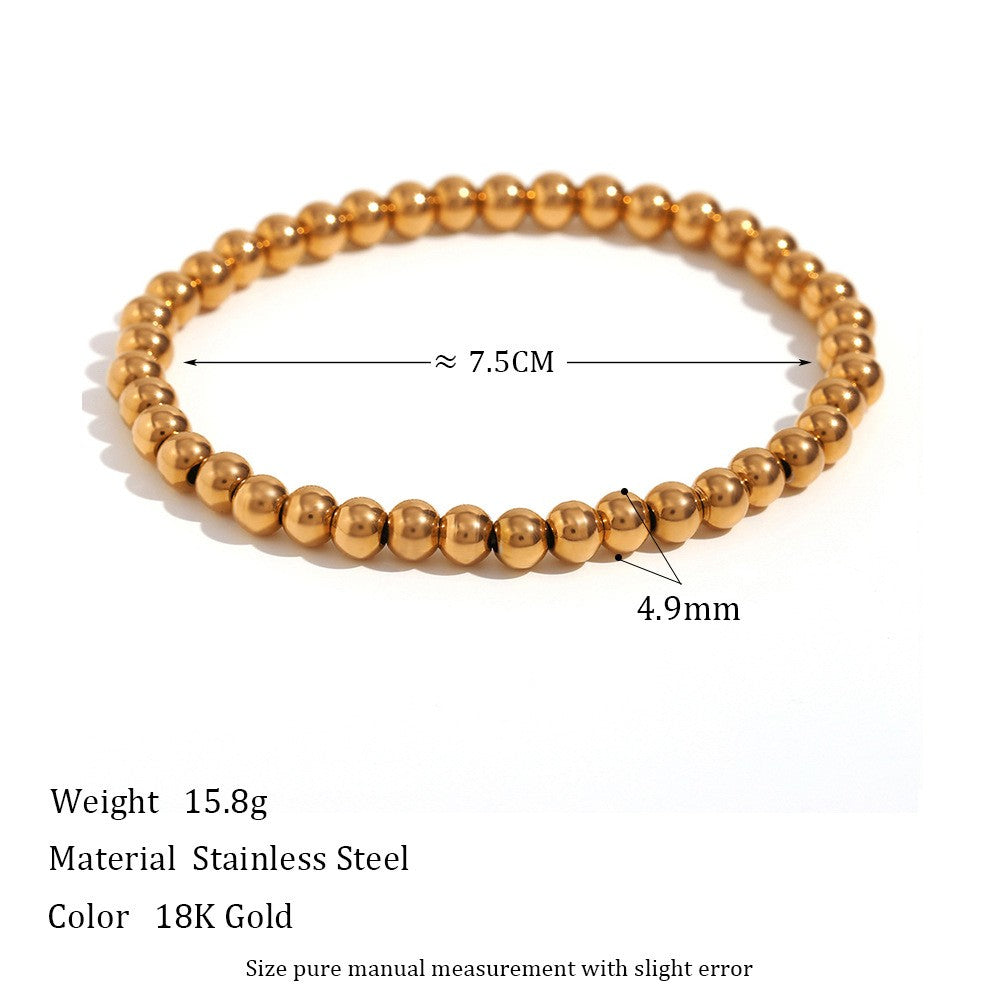 Minimalist Metallic Beaded Stretch Bracelet