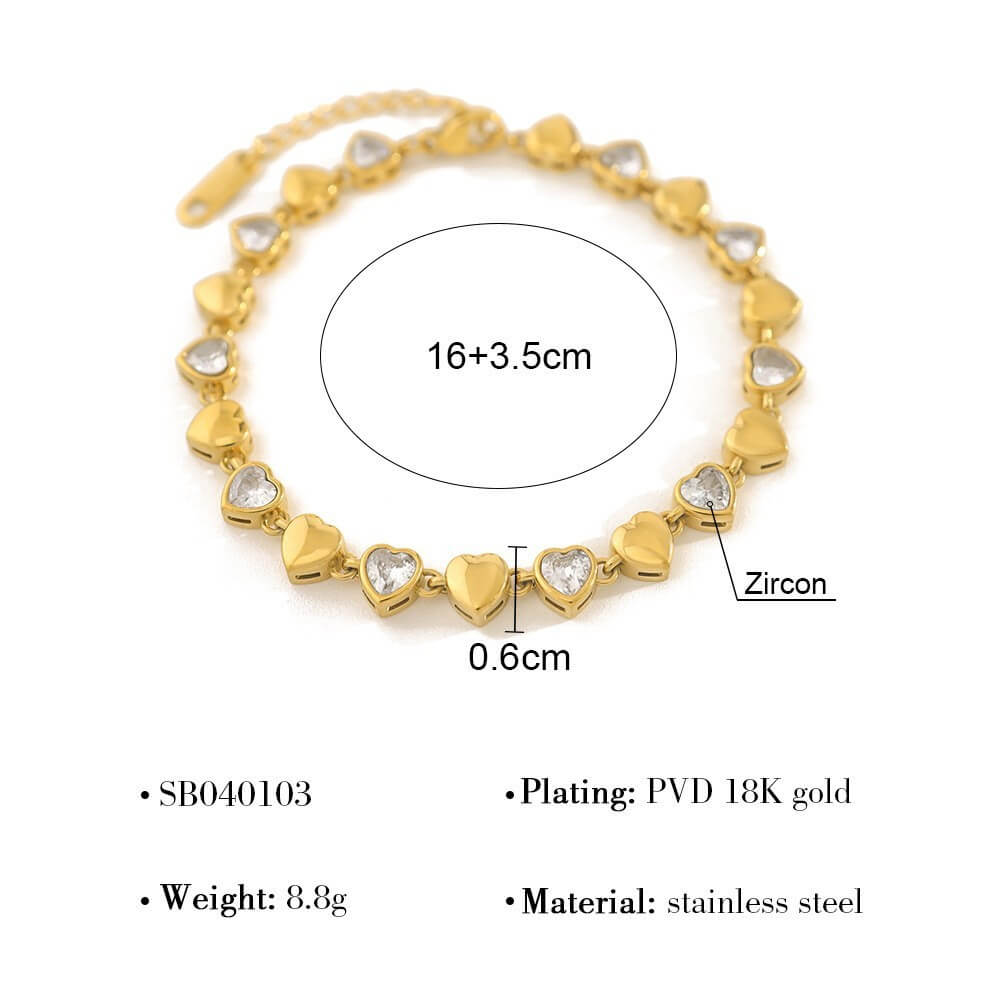 Colorful Zircon Stainless Steel Tennis Bracelet