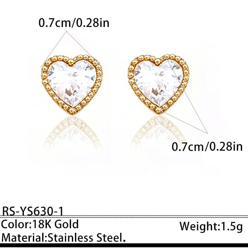 18K Gold CZ Geometric Stud Earrings