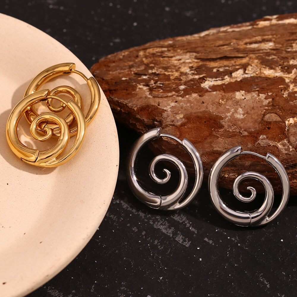 Vintage Boho Swirl Textured Hoop Earrings