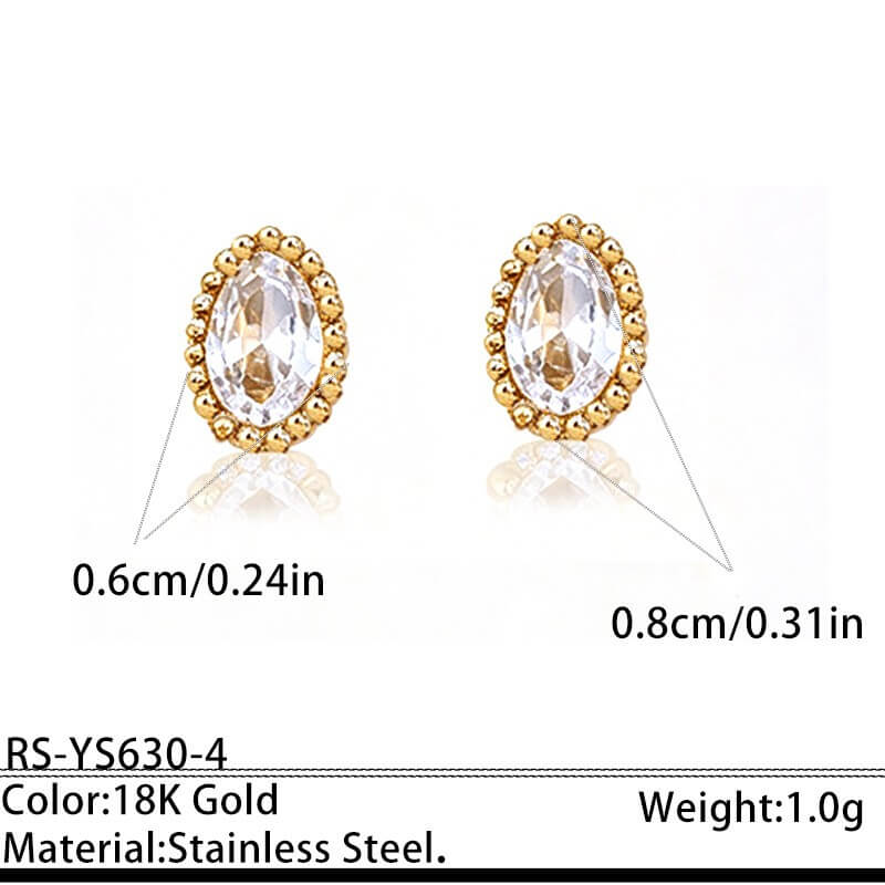 18K Gold CZ Geometric Stud Earrings