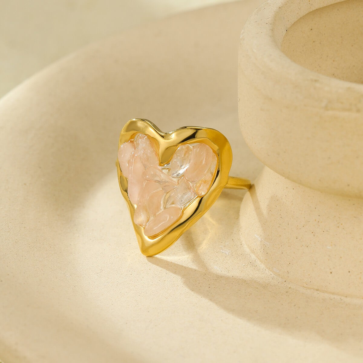 Heart Raw Gemstone Open Ring