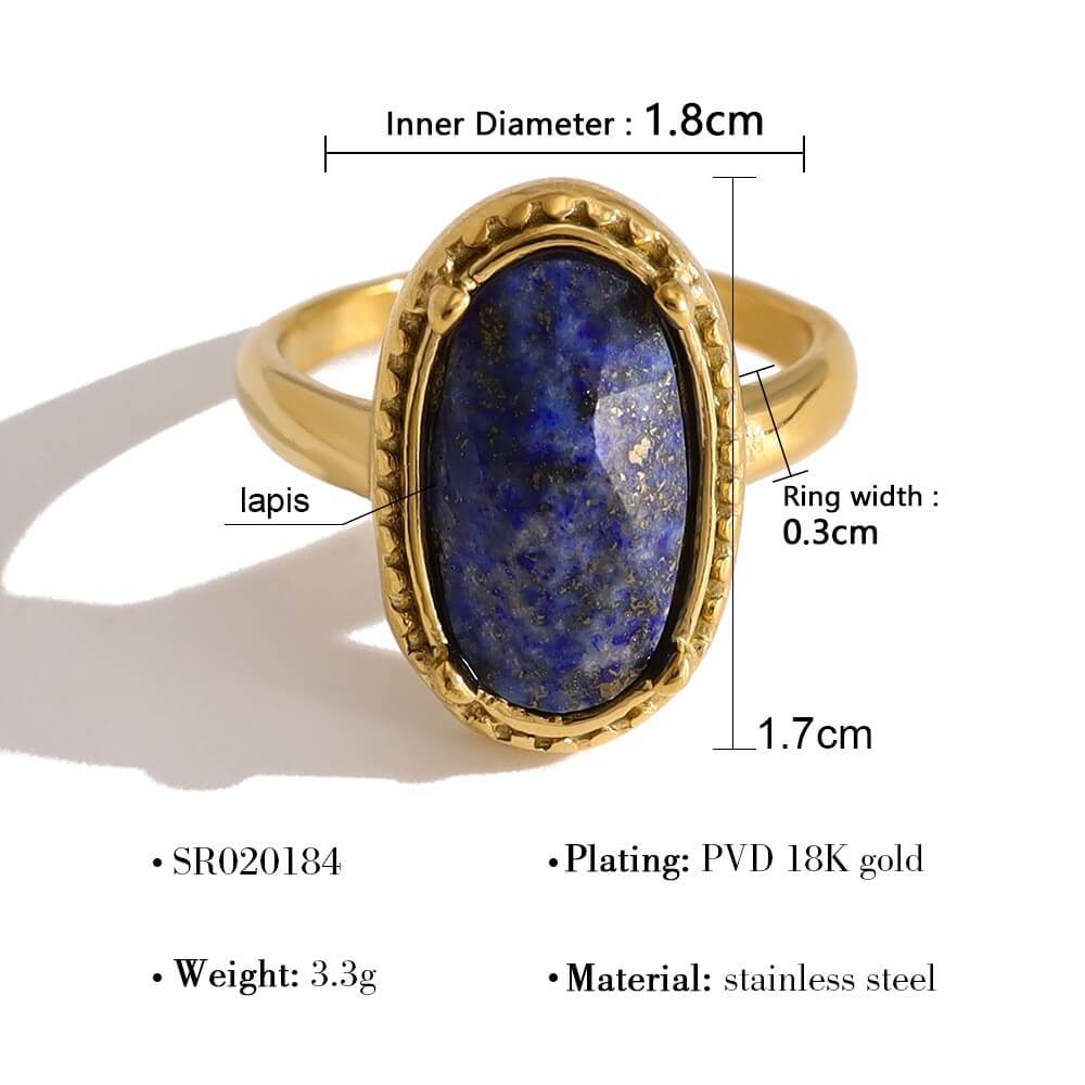 Vintage Oval Lapis Lazuli Adjustable Ring