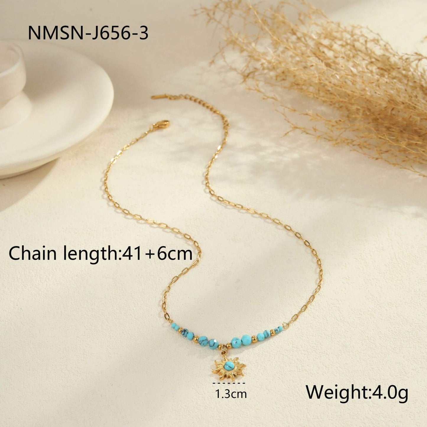 Gold Turquoise Pendant Necklace