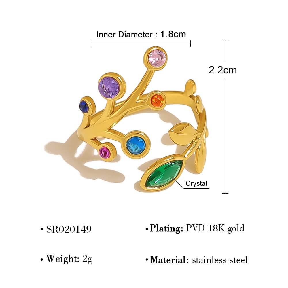 Colorful Floral Leaf Statement Ring