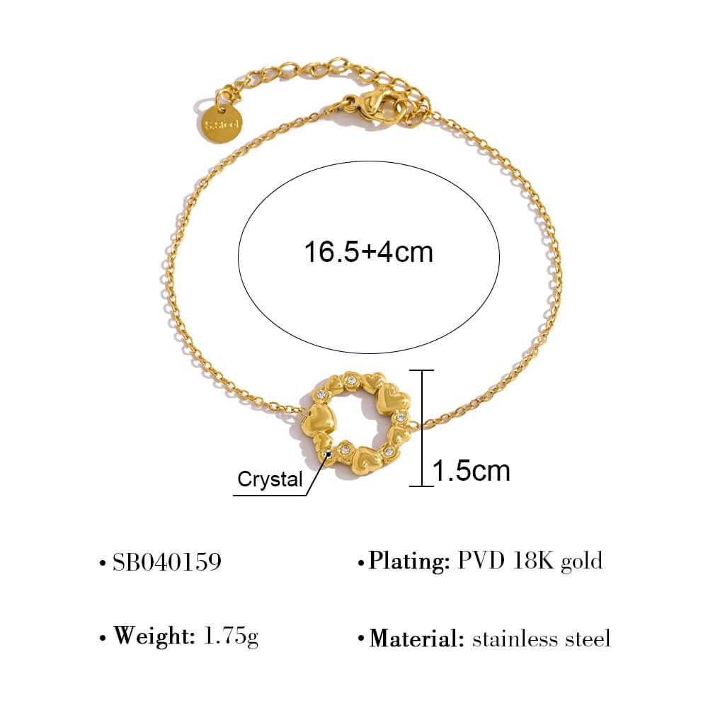 CZ Heart Wreath Chain Bracelet