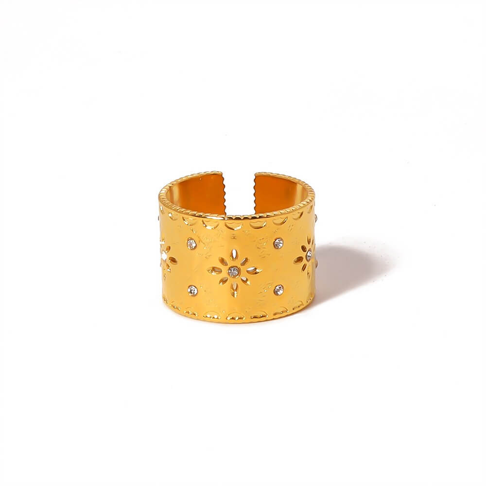 Vintage Textured Wide Band Adjustable Ring