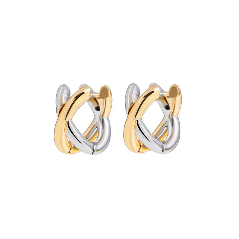 Criss Cross X Huggie Hoop Earrings - Gold Plated Brass