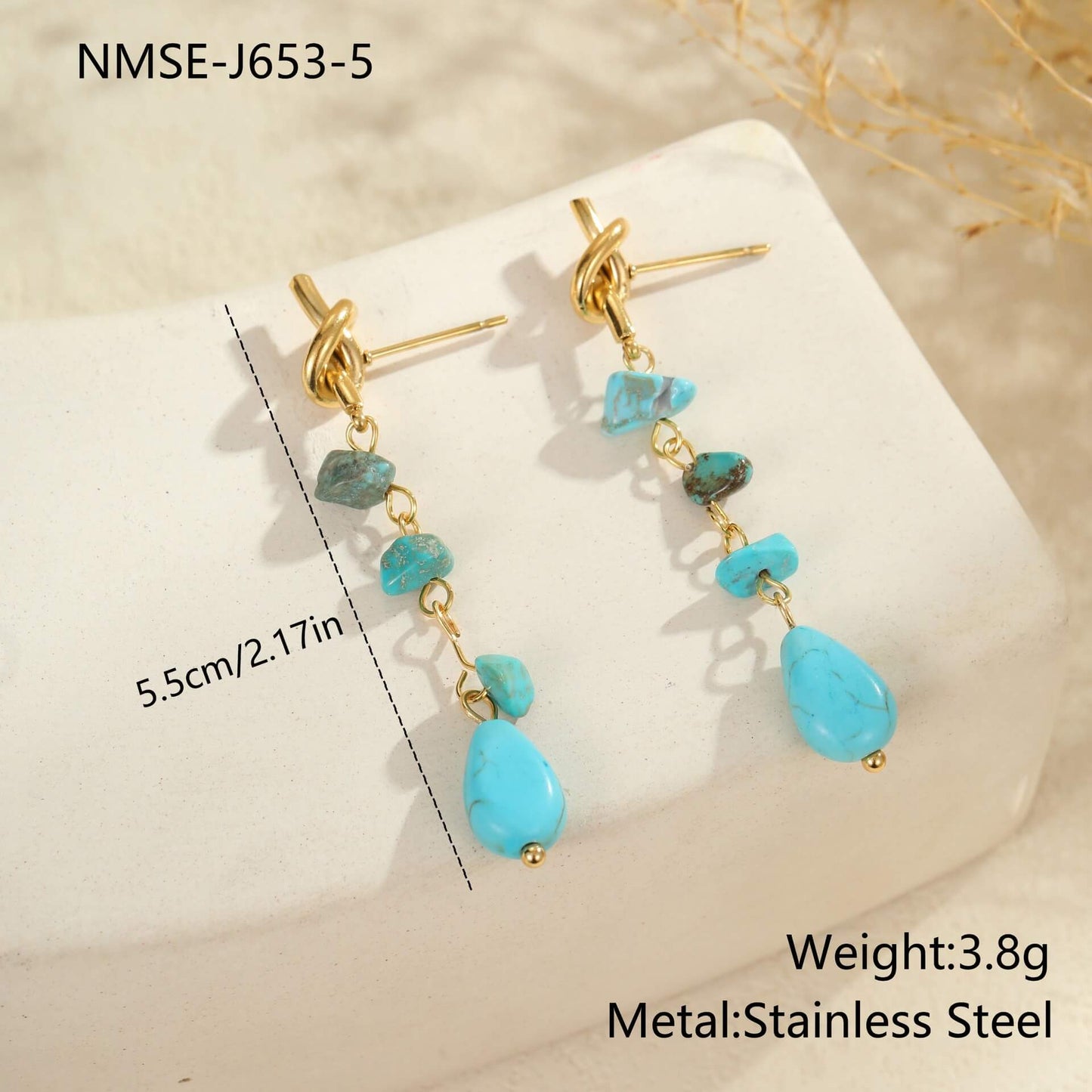 Gold Turquoise Dangle Earrings