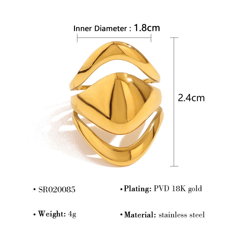 Chunky Liquid Metal Open Statement Ring