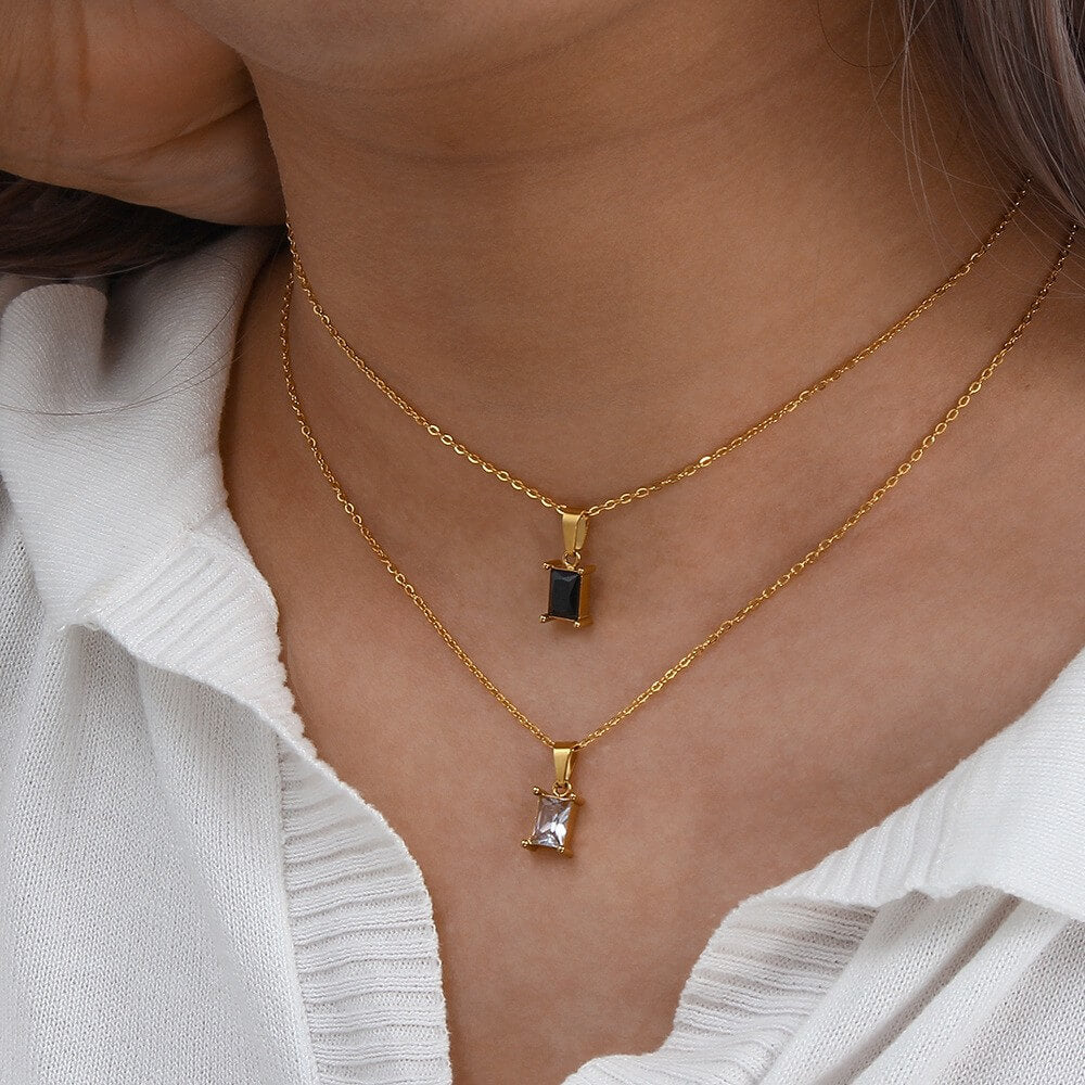Baguette Zircon Pendant Necklace