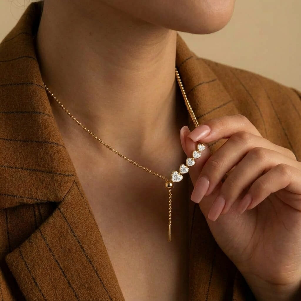 CZ Heart Pendant Chain Necklace