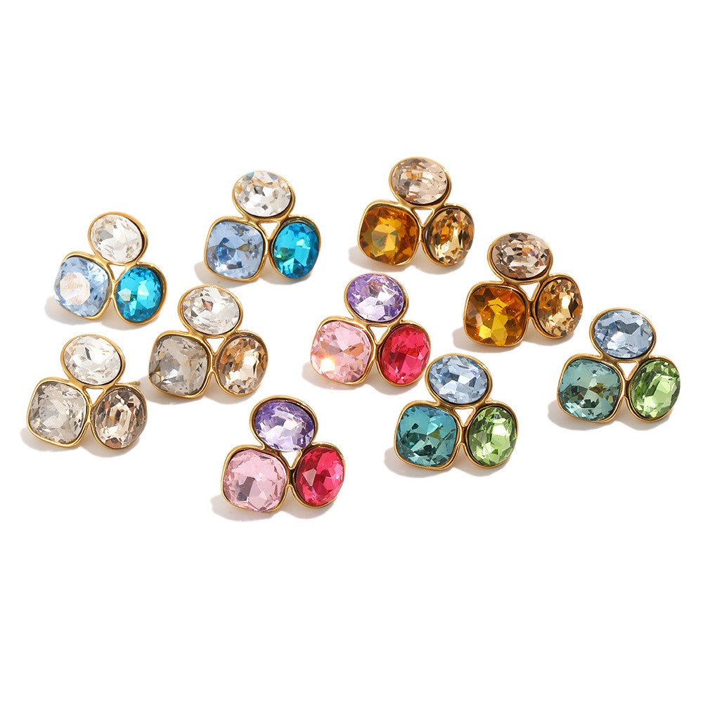 Multicolor Zircon Cluster Stud Earrings