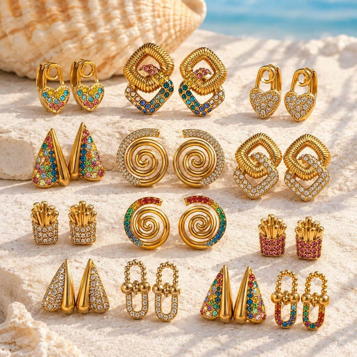 French Retro Chunky Gold Drop Earrings Collection