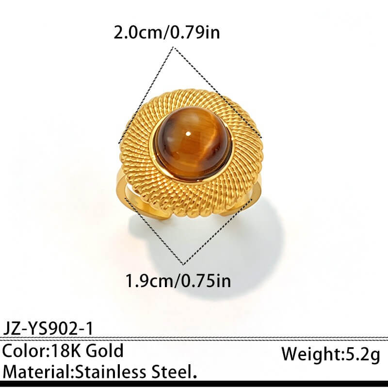 18K Gold Vintage Tiger’s Eye Statement Ring
