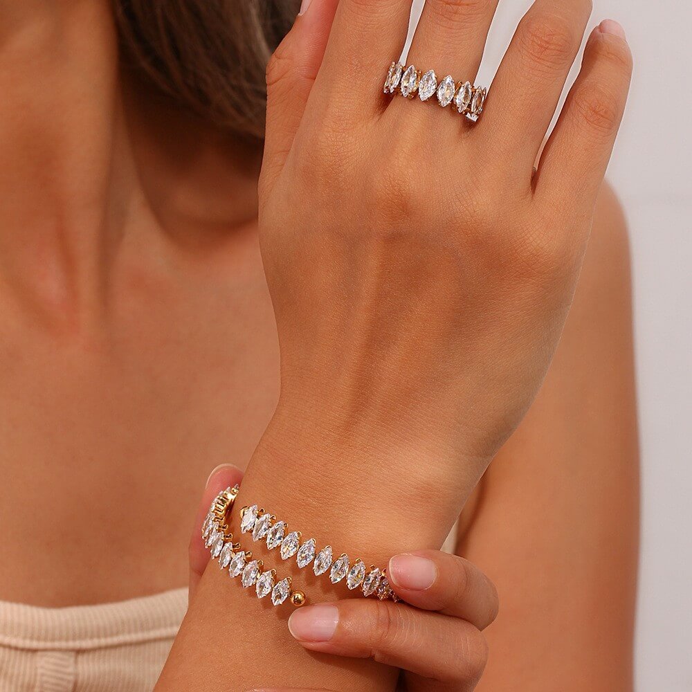 Marquise Zircon Open Bangle & Ring Collection