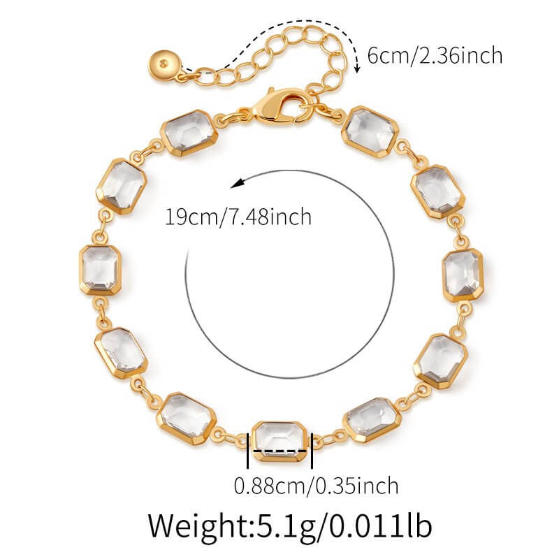Colorful Crystal Charm Chain Brass Bracelet