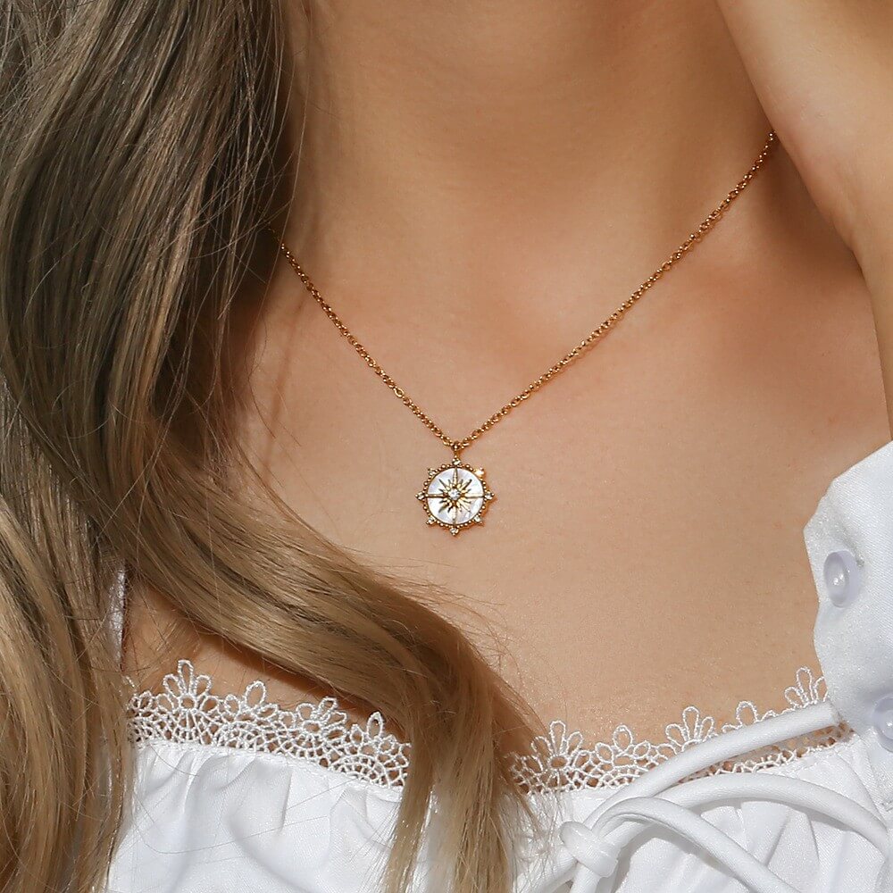 North Star Shell Coin Pendant Necklace