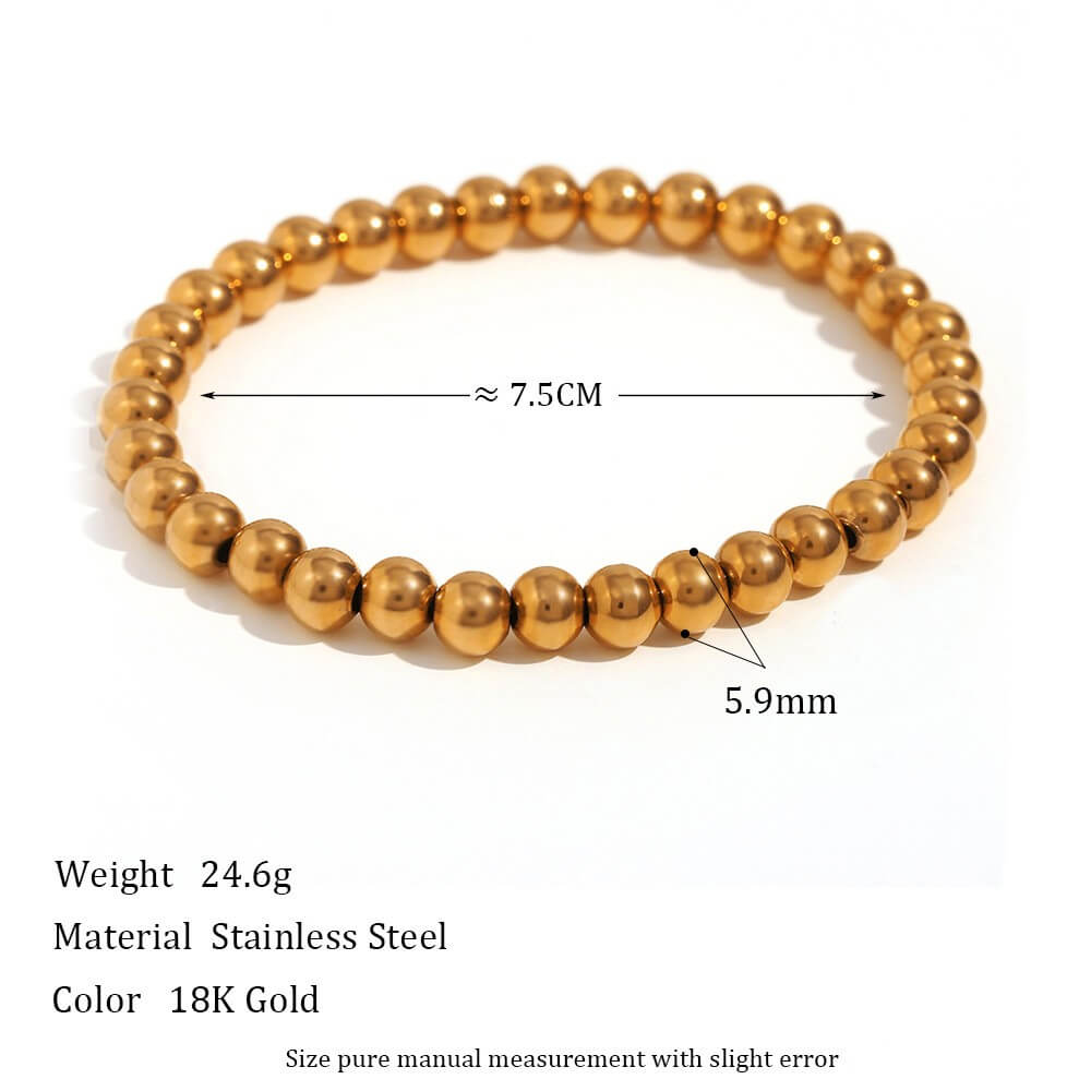 Minimalist Metallic Beaded Stretch Bracelet