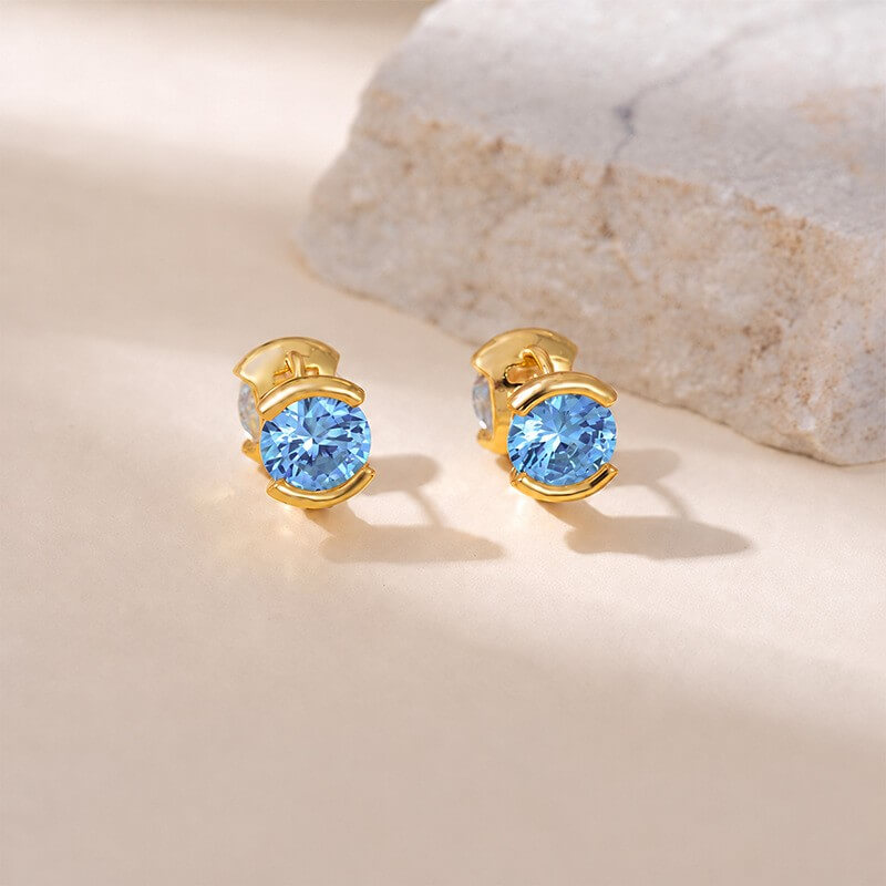 14K Gold Plated Brass Sparkling CZ Huggie Earrings