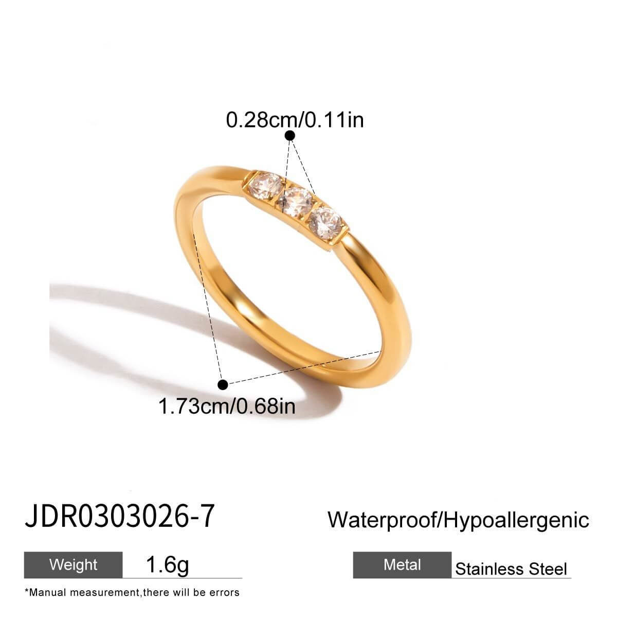 Cubic Zirconia Statement Rings - 18K Gold Plated Stainless Steel