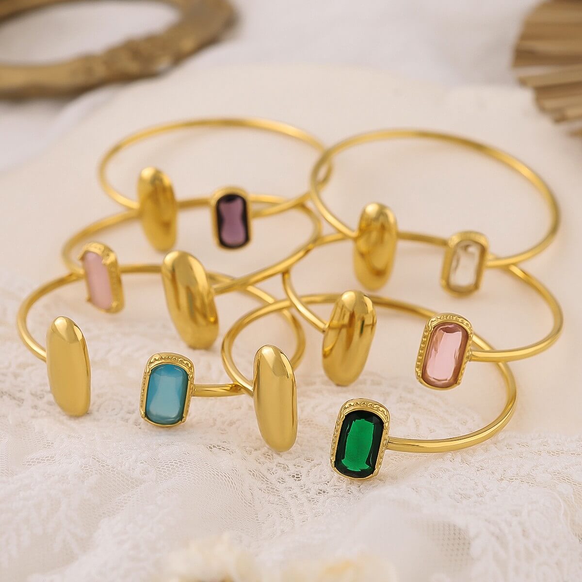 Asymmetric Zircon Open Cuff Bangle