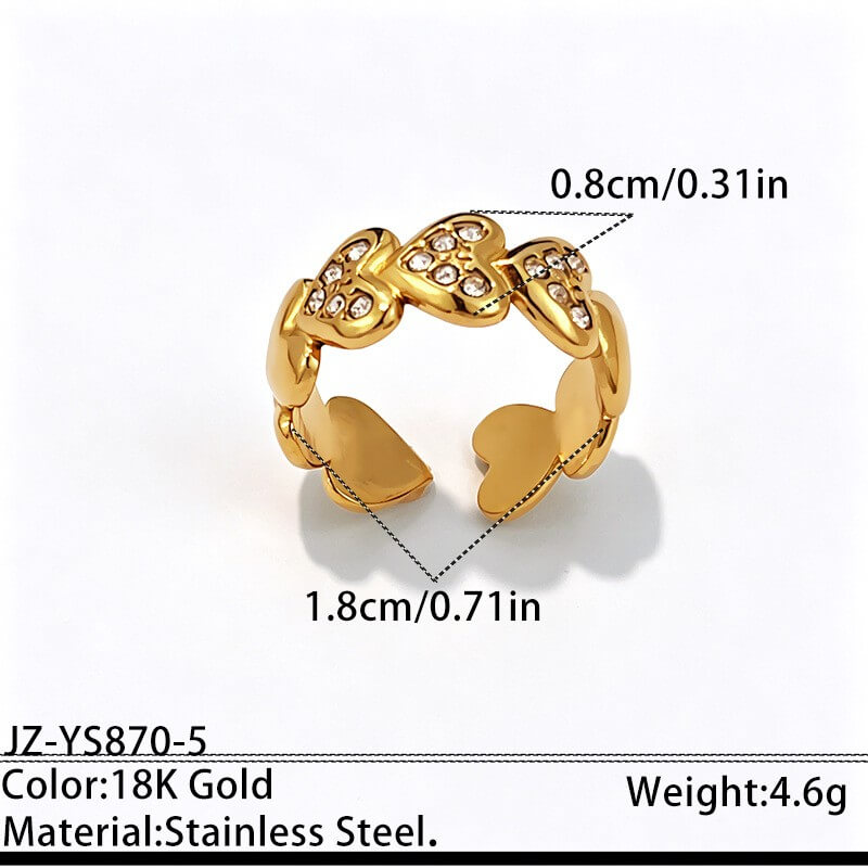 18K Gold CZ Pave Geometric Open Ring