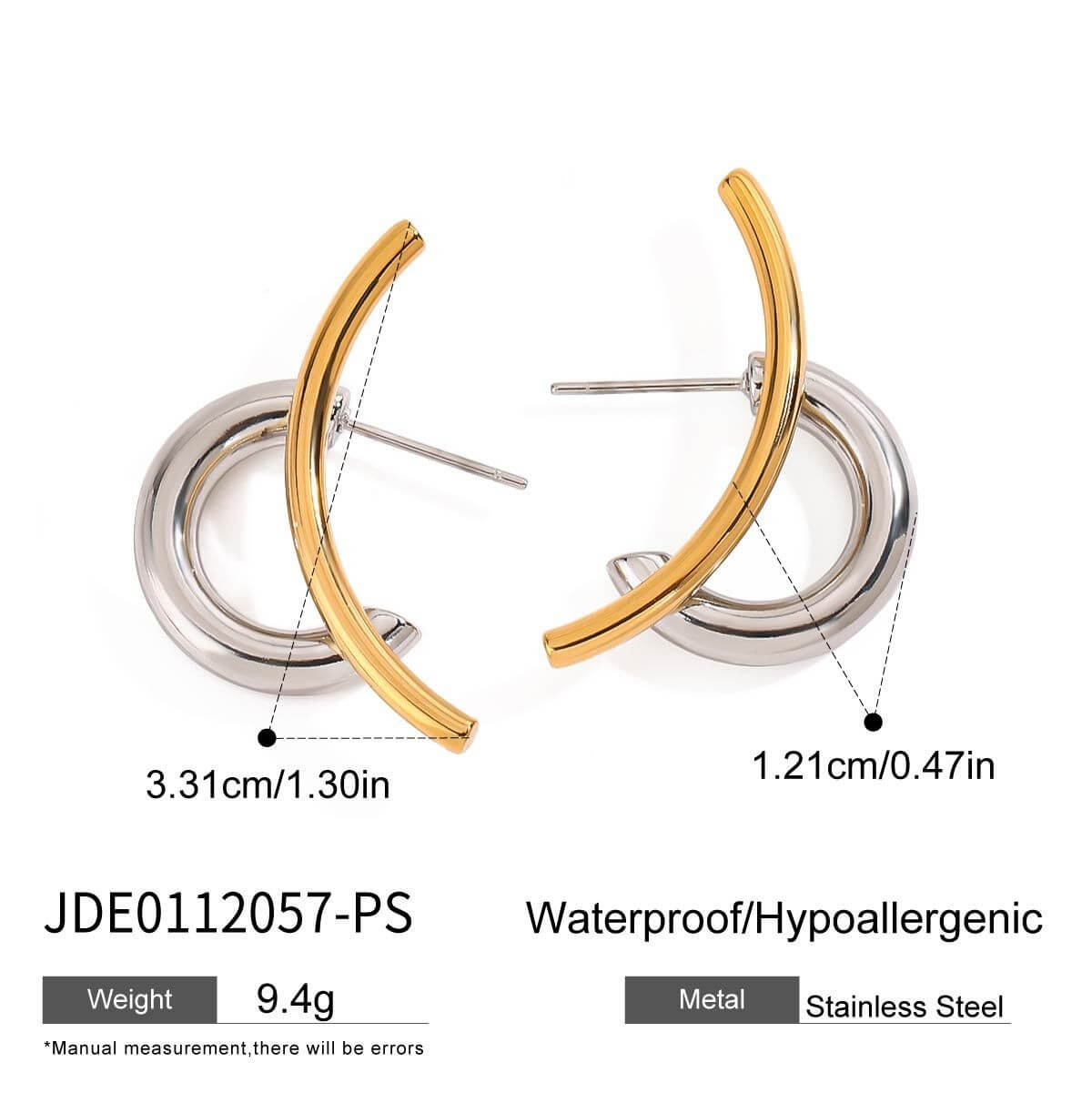 Two Tone Curved Hoop Earrings