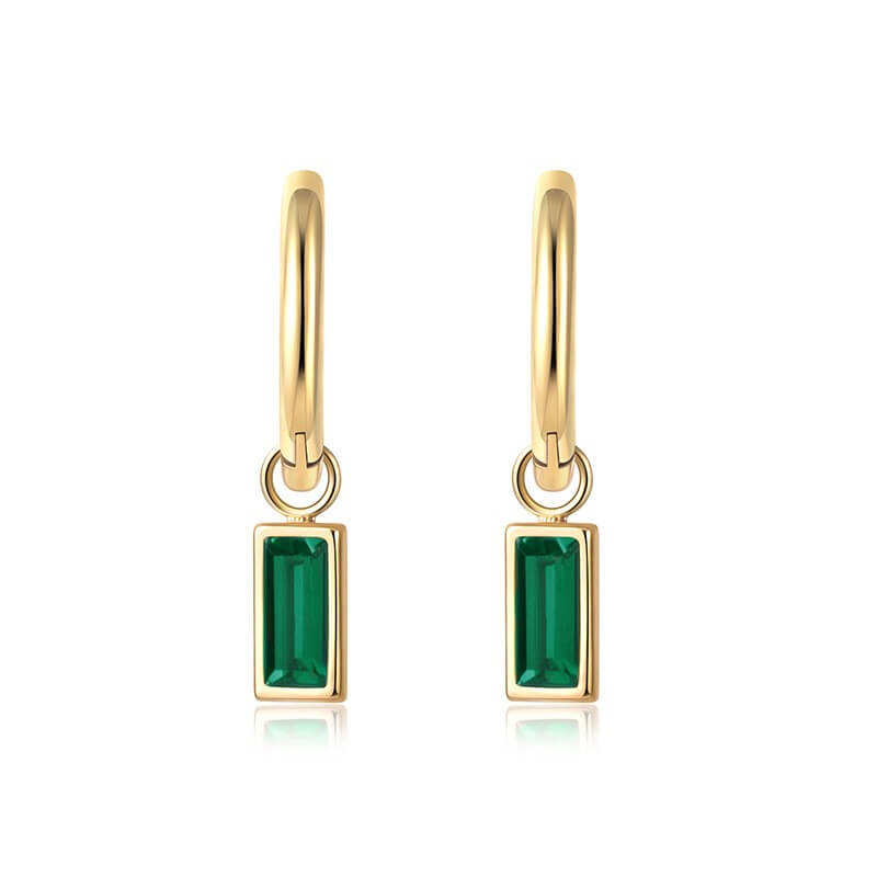 Rectangular Zircon Huggie Hoop Earrings