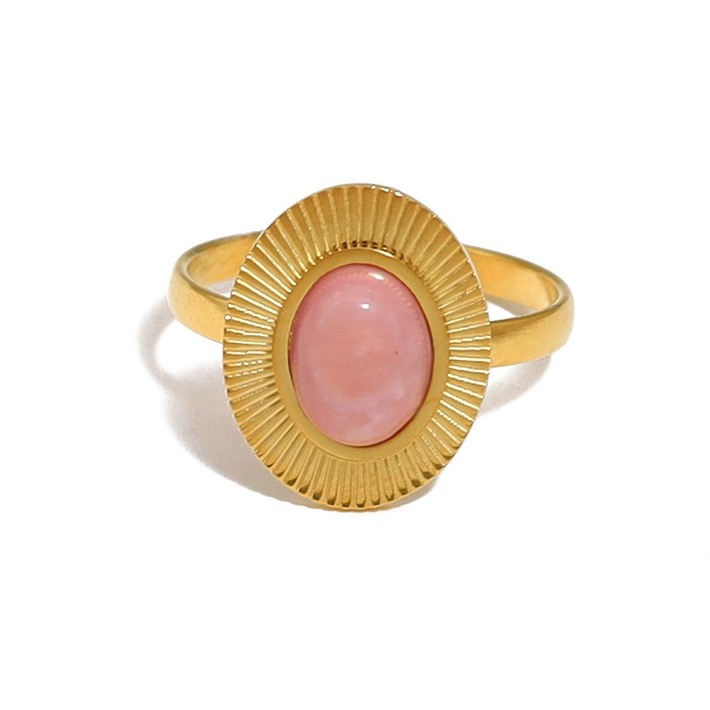 Vintage Sunburst Natural Gemstone Open Ring
