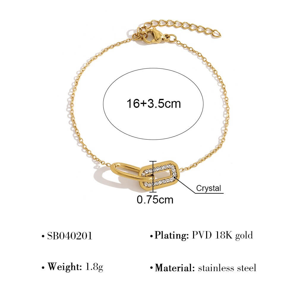 Dainty CZ Gold Charm Bracelet