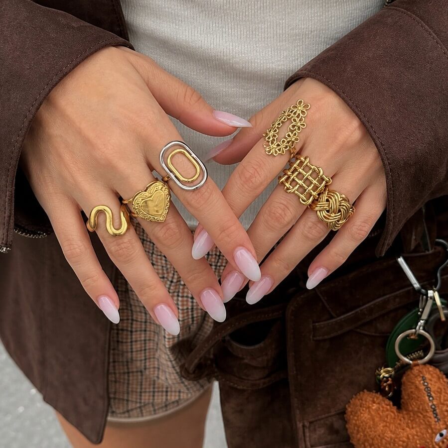 18K Gold Plated Stainless Steel Statement Rings