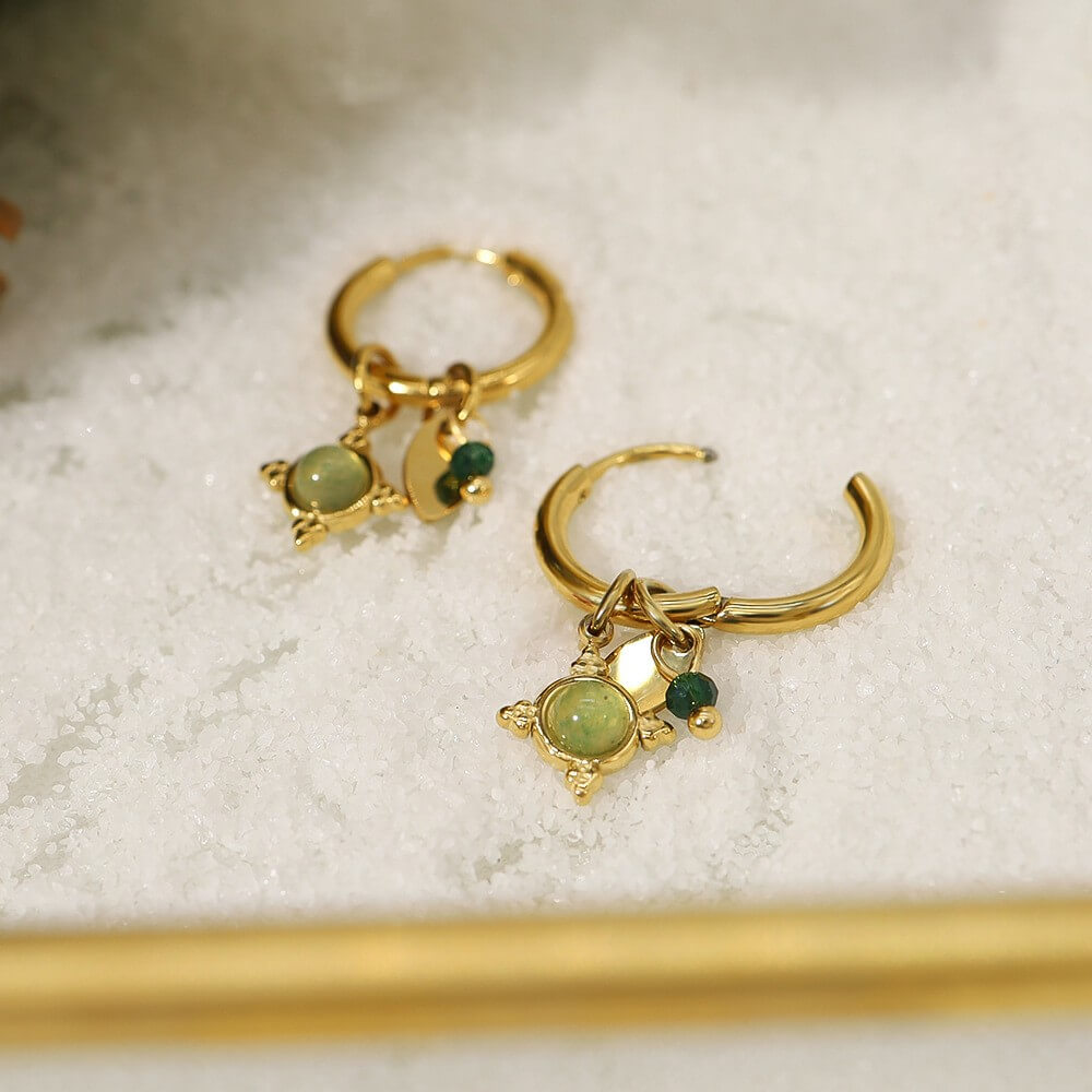 Celadon Celestial Starburst Hoop Earrings