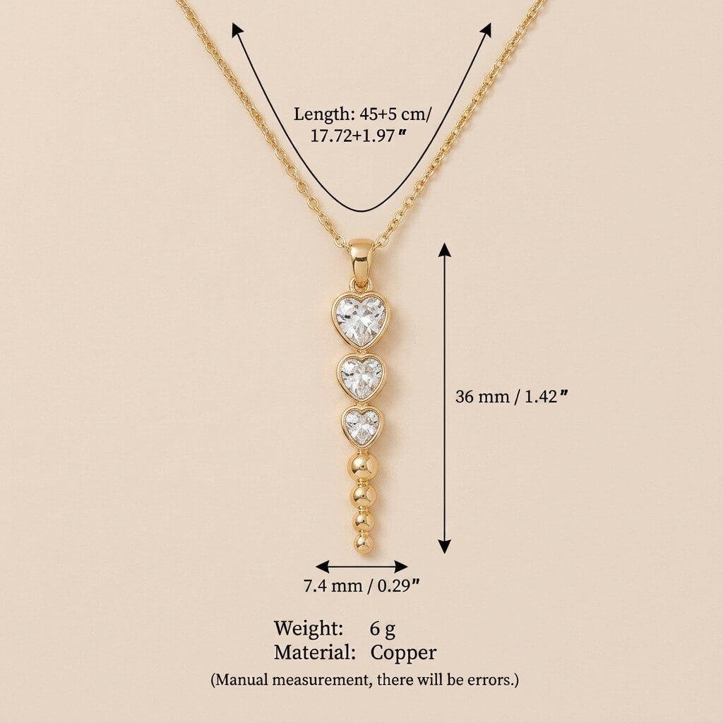 CZ Heart Pendant Chain Necklace